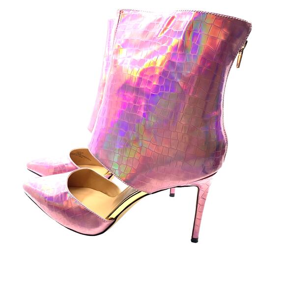 THINGS II COME Women's Size 12M Show-Stopping Pink Snake-Print Ankle Boot - Picture 8 of 12